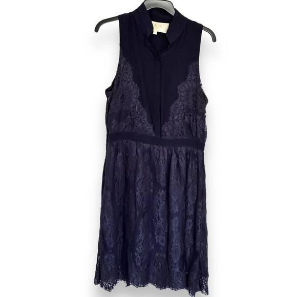 Aijek Lace Pop Over Dress Navy Blue US Size 10/12 Sleeveless - Picture 1 of 12